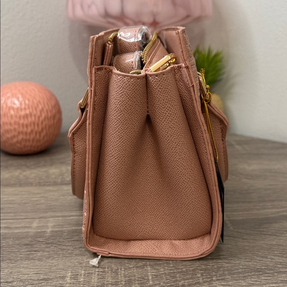 Bebe Dark Blush Mini Satchel with Gold Accents - Picture 3 of 8